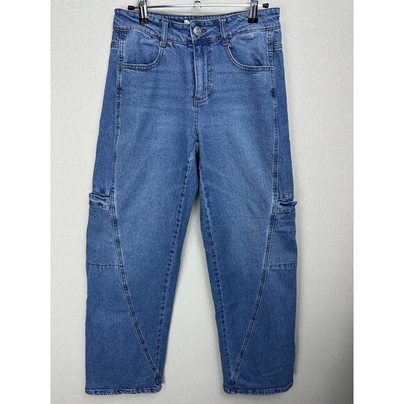 Women’s Denim Barrel Leg Jeans And Now This Sz 6 Tapered Medium Rise Cargo - Picture 3 of 16